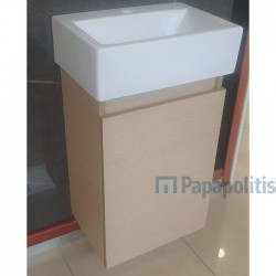 Βάση επίπλου με νιπτήρα 43x35x60 από κόντρα πλακέ θαλάσσης επίτοιχου τύπου με 1 νιπτήρα, χρώμα: Ξύλο Οξυά Βάσεις επίπλου με νιπτήρα