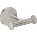 Hook double Flat wall mounted material: Brass stainless steel optic, color: Chrome surface: Brushed Hook double Flat wall mounted material: Brass stainless steel optic, color: Chrome surface: Brushed Hooks