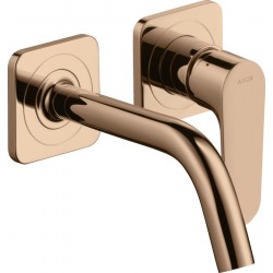 Wash basin tap Wall-mounted - external part 2 holes mixer With non-closing waste set, color: Pink Gold 17,7 cm,polished red gold material: Brass surface: Glossy Wall-mounted - external part