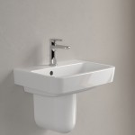 Washbasin Wall-mounted 50x37x16 no pedestal With 1 bowl With hole in the middle material: Porcelain, color: White surface: Glossy Wall-mounted Washbasin Wall-mounted 50x37x16 no pedestal With 1 bowl With hole in the middle material: Porcelain, color: White surface: Glossy Wall-mounted
