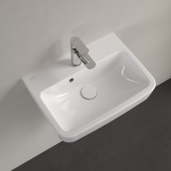 Washbasin Wall-mounted 50x37x16 no pedestal With 1 bowl With hole in the middle material: Porcelain, color: White surface: Glossy Wall-mounted