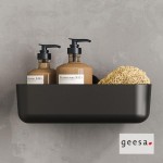 Sponge box material: Brass Single Single-mounted deep 25x11,8cm, brushed black PVD, color: Black surface: Brushed Shower baskets Sponge box material: Brass Single Single-mounted deep 25x11,8cm, brushed black PVD, color: Black surface: Brushed Shower baskets