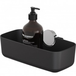 Sponge box material: Brass Single Single-mounted deep 28x11,8cm, color: Chrome/Black surface: Glossy Shower baskets