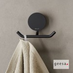Hook double Flat wall mounted material: Brass, color: Black surface: Matt Hooks Hook double Flat wall mounted material: Brass, color: Black surface: Matt Hooks
