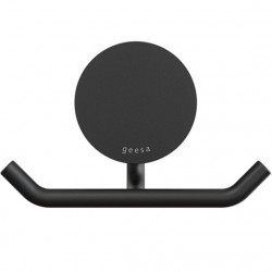 Hook double Flat wall mounted material: Brass, color: Black surface: Matt Hooks