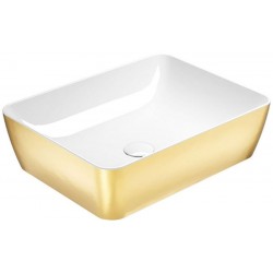Washbasin Free standing 50x38x14 material: Porcelain With one hole Without overflow, color: White/Gold surface: Matt Free standing