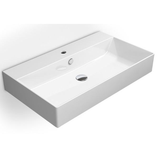 Washbasin Wall-mounted 80x47x13 With 1 bowl With hole in the middle With overflow / no pedestal material: Porcelain, color: White surface: Glossy Wall-mounted Washbasin Wall-mounted 80x47x13 With 1 bowl With hole in the middle With overflow / no pedestal material: Porcelain, color: White surface: Glossy Wall-mounted