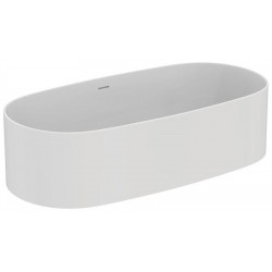 Μπανιέρα ελευθέρας τοποθέτησης 175x85 από solid surface επιφάνεια: Ματ, χρώμα: Λευκό με βαλβίδα click-clack, με υπερχείλιση Black Matt/ White Matt χωρίς λαβές