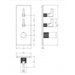 Μπαταρία ντουζιέρας εντοιχιζόμενη εξωτερικό μέρος 2 εξόδων από ορείχαλκο θερμοστατική με ξεχωριστές εξόδους με πλακέτα οριζόντια ή κάθετη τοποθέτηση, Dark Bronze, χρώμα: Μπρονζέ επιφάνεια: Βουρτσισμένη Εντοιχιζόμενες εξωτερικό μέρος