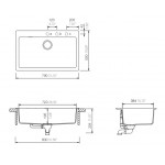 Sink Granite 79x50 free nested 1 bowl Alpina/ Superwhite, color: White Granite