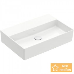 Νιπτήρας επίτοιχος 60x42x13,5 χωρίς υπερχείλιση, white alpine με 1 γούρνα χωρίς κολώνα χωρίς οπή  από πορσελάνη, χρώμα: Λευκό επιφάνεια: Γυαλιστερή
