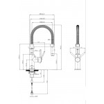 Kitchen tap Deck-mounted material: Inox with shower stainless steel, color: Chrome surface: Brushed Deck-mounted