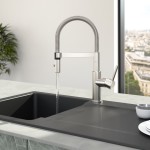 Kitchen tap Deck-mounted material: Inox with shower stainless steel, color: Chrome surface: Brushed Deck-mounted
