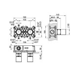 Μπαταρία ντουζιέρας εντοιχιζόμενη εσωτερικό μέρος 2 εξόδων brushed steel Εντοιχιζόμενες εσωτερικό μέρος