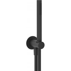 Shower head W/ hose, holder and outlet elbow 1 jet 1,50m, color: Black surface: Matt Hand showers