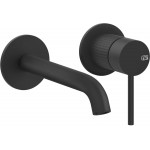 Wash basin tap Wall-mounted - external part 2 holes mixer Without waste, color: Black material: Inox surface: Matt Wall-mounted - external part