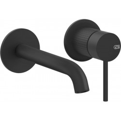 Wash basin tap Wall-mounted - external part 2 holes mixer Without waste, color: Black material: Inox surface: Matt Wall-mounted - external part