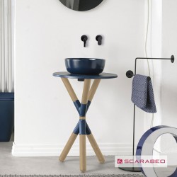 Furniture base with washbasin 52x52x76 material: Wood composite 1 basin countertop, color: Blue Cabinets with wash basin