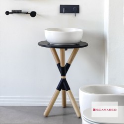 Furniture base with washbasin 52x52x76 material: Wood composite 1 basin countertop, color: Black