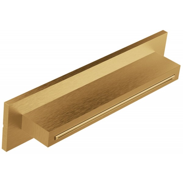 Εκροή (στόμιο) 34,6x8 επίτοιχος τύπος καταρράκτης (Cascatta) brushed gold PVD, 34,6x8 x προβολή 6,35 από inox, χρώμα: Χρυσό επιφάνεια: Βουρτσισμένη Στόμια (ρουξούνια)