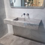 Πάγκος μπάνιου με νιπτήρα 120x50x15 από γρανίτη gres porcell.smaltato επιφάνεια: Γυαλιστερή με 1 νιπτήρα levigato, με κεκλιμένη γούρνα, χρώμα: Γκρι Νιπτηροπάγκοι