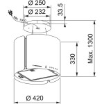 Απορροφητήρας καμινάδα κεντρική 42cm 250 W, χρώμα: Χρωμέ/Μαύρο Καμινάδες κεντρικές Απορροφητήρας καμινάδα κεντρική 42cm 250 W, χρώμα: Χρωμέ/Μαύρο Καμινάδες κεντρικές