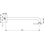 Βραχίονας 38,9cm brushed black chrome, G ½ επίτοιχος τύπος από ορείχαλκο, χρώμα: Γκρι Σκούρο επιφάνεια: Βουρτσισμένη Βραχίονες κεφαλής ντους