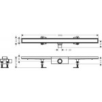 Αυλάκι ντουζιέρας (σχάρα) 1000 για κανονική τοποθέτηση, κομπλέ,Π6,4cm από inox 100cm, χρώμα: Χρωμέ Αυλάκια ντουζιέρας