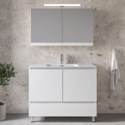 Έπιπλο μπάνιου κομπλέ με νιπτήρα, 101x46x72 από ξύλο συνθετικό επιδαπέδιου τύπου Α, με ντουλάπι, χρώμα: Λευκό Έπιπλα μπάνιου κομπλέ