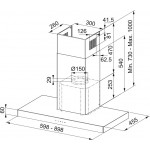 Απορροφητήρας καμινάδα επίτοιχη 90cm 250 W, χρώμα: Χρωμέ Καμινάδες επίτοιχες