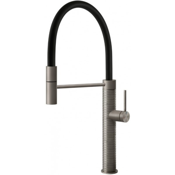 Kitchen tap Deck-mounted material: Inox with shower, color: Chrome/Black surface: Brushed Deck-mounted Kitchen tap Deck-mounted material: Inox with shower, color: Chrome/Black surface: Brushed Deck-mounted