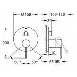 Shower tap Wall-mounted external part 3 way material: Brass mixer With plate without hand shower, hose and holder supersteel, color: Chrome surface: Brushed Wall-mounted - external part