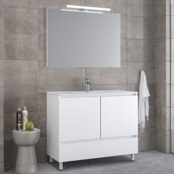 Έπιπλο μπάνιου κομπλέ με νιπτήρα, 101x46x72 από ξύλο συνθετικό επιδαπέδιου τύπου C, χρώμα: Λευκό Έπιπλα μπάνιου κομπλέ