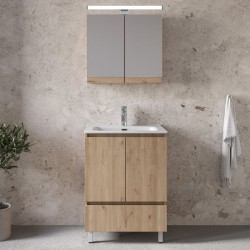 Bathroom furniture set with washbasin 61x46x72 material: Wood composite countertop, color: Wood Oak Bathroom furniture sets