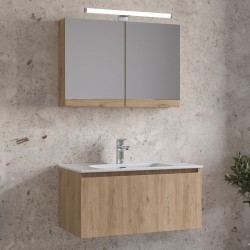 Bathroom furniture set with washbasin 81x46x60 material: Wood composite wall mounted, color: Wood Oak Bathroom furniture sets