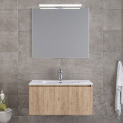 Bathroom furniture set with washbasin 81x46x60 material: Wood composite wall mounted C, walnut, color: Wood Oak Bathroom furniture sets