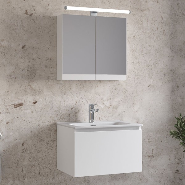Bathroom furniture set with washbasin 61x46x60 material: Wood composite wall mounted, color: White Bathroom furniture sets Bathroom furniture set with washbasin 61x46x60 material: Wood composite wall mounted, color: White Bathroom furniture sets