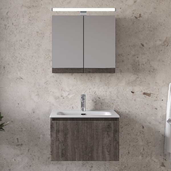 Bathroom furniture set with washbasin 61x46x60 material: Wood composite wall mounted, color: Wood Grey Bathroom furniture sets Bathroom furniture set with washbasin 61x46x60 material: Wood composite wall mounted, color: Wood Grey Bathroom furniture sets
