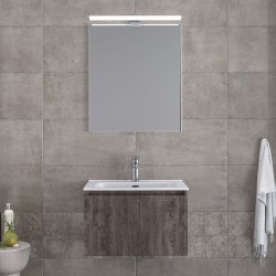 Bathroom furniture set with washbasin 61x46x60 material: Wood composite wall mounted C, color: Wood Grey Bathroom furniture sets