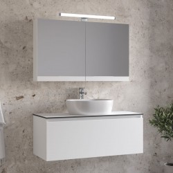 Έπιπλο μπάνιου κομπλέ με νιπτήρα, 101x46x35 από ξύλο συνθετικό επίτοιχου τύπου Α, με ντουλάπι, χρώμα: Λευκό Έπιπλα μπάνιου κομπλέ