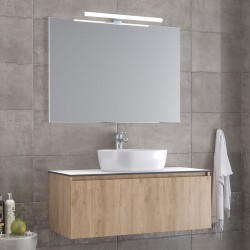 Bathroom furniture set with washbasin 101x46x35 material: Wood composite wall mounted C, walnut, color: Wood Oak Bathroom furniture sets