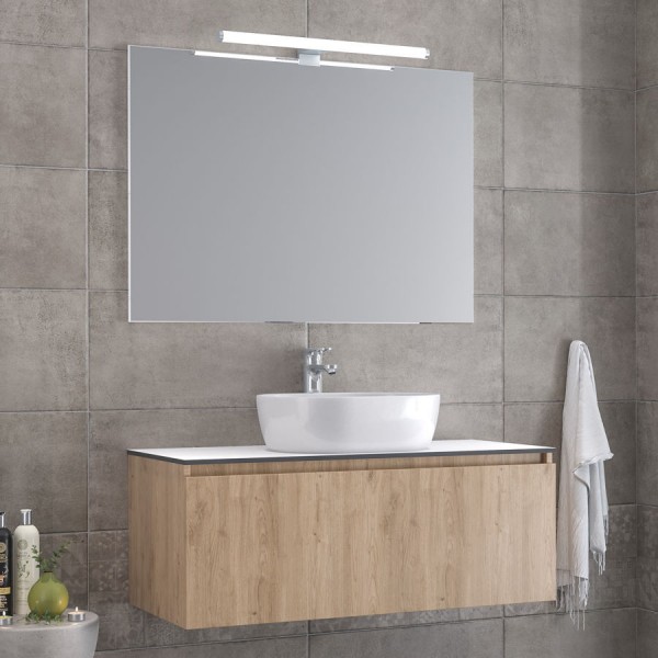 Έπιπλο μπάνιου κομπλέ με νιπτήρα, 101x46x35 από ξύλο συνθετικό επίτοιχου τύπου C, walnut, χρώμα: Ξύλο Δρυς Έπιπλα μπάνιου κομπλέ