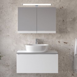 Bathroom furniture set with washbasin 81x46x60 material: Wood composite wall mounted, color: White Bathroom furniture sets