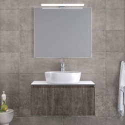 Bathroom furniture set with washbasin 81x46x35 material: Wood composite wall mounted C, color: Wood Grey Bathroom furniture sets