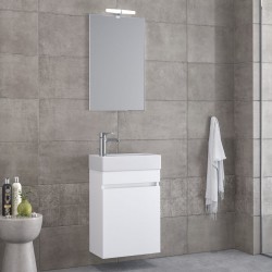 Bathroom furniture set with washbasin 45x26x60 material: Wood composite wall mounted, color: White Bathroom furniture sets
