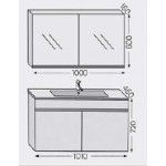 Έπιπλο μπάνιου κομπλέ με νιπτήρα, 101x46x72 από ξύλο συνθετικό επιδαπέδιου τύπου Α, με ντουλάπι, χρώμα: Ξύλο Γκρι Έπιπλα μπάνιου κομπλέ