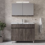 Έπιπλο μπάνιου κομπλέ με νιπτήρα, 101x46x72 από ξύλο συνθετικό επιδαπέδιου τύπου Α, με ντουλάπι, χρώμα: Ξύλο Γκρι Έπιπλα μπάνιου κομπλέ