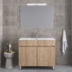 Bathroom furniture set with washbasin 101x46x72 material: Wood composite countertop C, walnut, color: Wood Oak