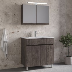 Bathroom furniture set with washbasin 81x46x72 material: Wood composite countertop, color: Wood Grey