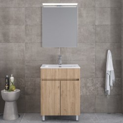 Bathroom furniture set with washbasin 61x46x72 material: Wood composite countertop C, walnut, color: Wood Oak